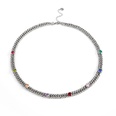 fashion hiphop colored zirconium necklace titanium steel collarbone chainpicture13
